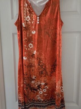 *Sleeveless Floral Tank - Orange